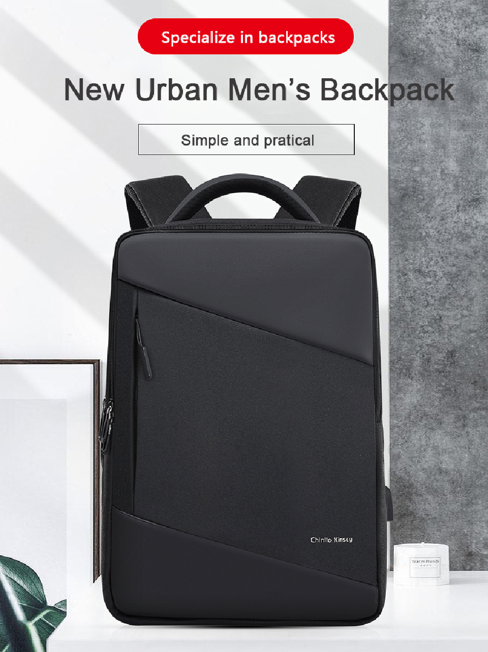Backpack Men's Laptop Bagpack Casual Business 15-Inch Computer BagChunlong Luggage&amp;Bag Co.,ltd